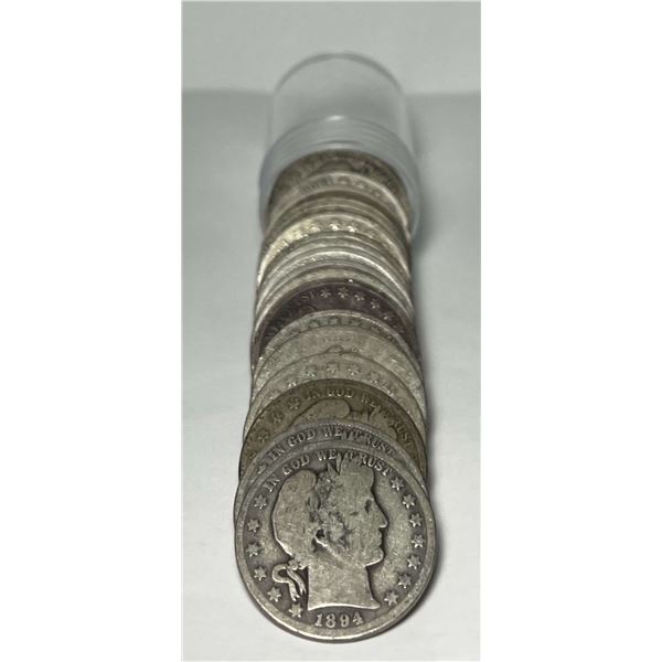 Full Date $10 Face Value 90% Silver Barber Half Dollar Roll (20-Coins)