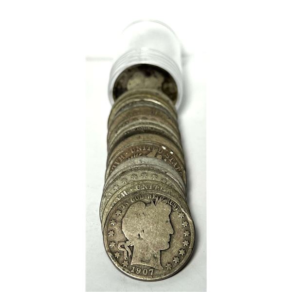 Full Date $10 Face Value 90% Silver Barber Half Dollar Roll (20-Coins)