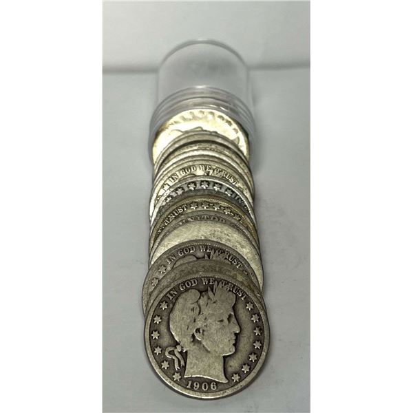 Full Date $10 Face Value 90% Silver Barber Half Dollar Roll (20-Coins)
