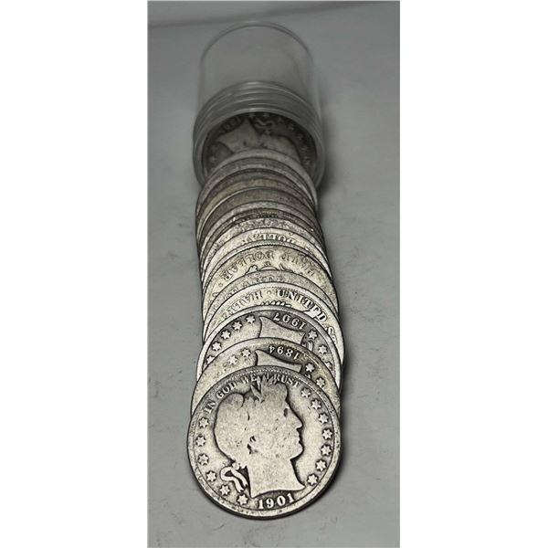 Full Date $10 Face Value 90% Silver Barber Half Dollar Roll (20-Coins)