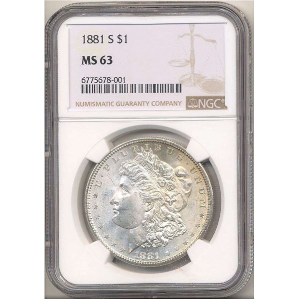 1881-S Morgan Silver Dollar NGC MS63