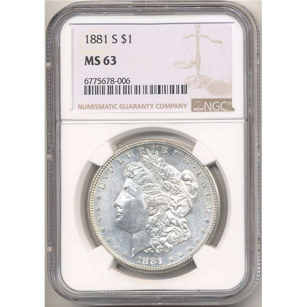 1881-S Morgan Silver Dollar NGC MS63