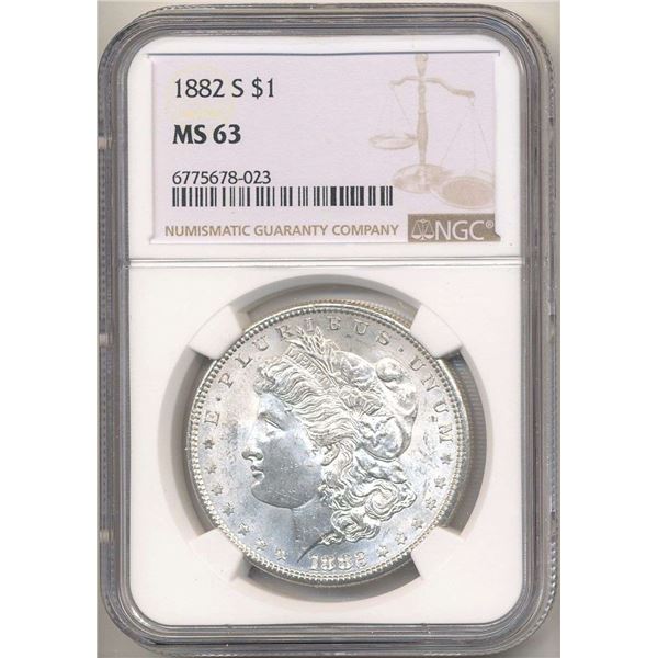 1882-S Morgan Silver Dollar NGC MS63