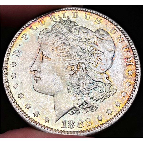 Exquisite Colorful Toning 1882-O Morgan Silver Dollar MS63