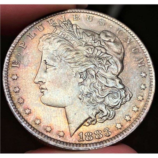 Exquisite Colorful Toning 1883-O Morgan Silver Dollar MS65