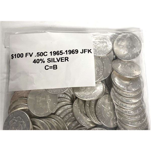 $100 Face (200-coins) 40% Silver JFK Premium Condition