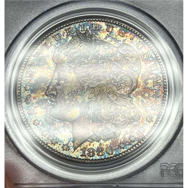 Exquisite Color 1880-S Morgan Silver Dollar PCGS MS63