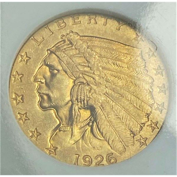 1926 Gold $2.50 Indian Head NGC MS62