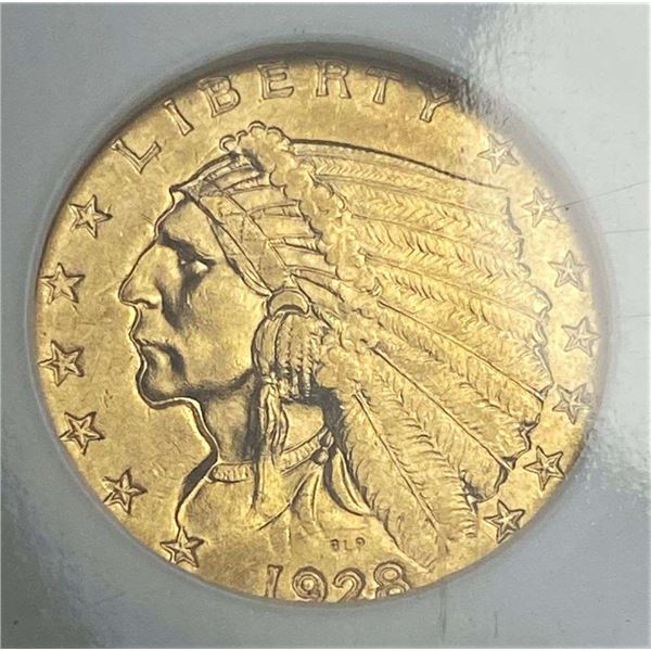 1928 Gold $2.50 Indian Head NGC MS62