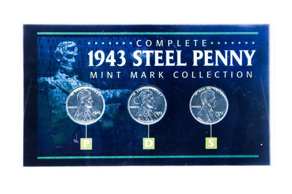 Complete 1943 Steel Penny Mint Mark Collection