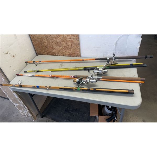 4 FISHING RODS AND REELS