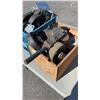 Image 2 : BIN AND CRATE OF HEAVY DUTY CASTERS AND PIPE BENDER