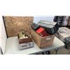 Image 1 : WOOD CRATE OF METAL BOXES, TRAIN CONTROLLER AND MORE