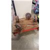 Image 2 : LARGE METAL 4 WHEEL DOLLY WITH MOUNTED CASTERS AND SMALL LOCKER