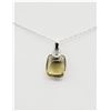 Image 2 : 10KT. WHITE GOLD 11.45M X 9.9MM NATURAL DIASPORE (4CTS) & DIAMOND PENDANT WITH STERLING CHAIN, 9 DIA