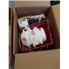 Image 2 : 2 BOXES OF GLASS COOKWARE, METAL MUGS AND MORE
