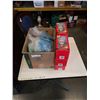 Image 1 : BOX OF NEW RUBBER GLOVES AND 6 PICTURE BOBBLE HEADS