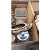 Image 8 : 2 BOXES OF LIDDED GLASS AND CERAMIC CANNISTERS, AND KITCHEN ITEMS