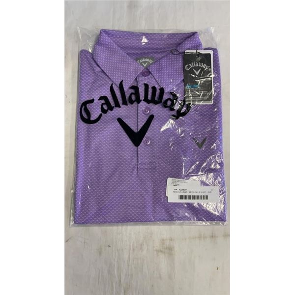 NEW CALLAWAY MENS GOLF SHIRT - SIZE MEDIUM, PURPLE, RETAIL $89