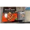 Image 2 : LOT OF NEW KITCHEN ITEMS - CREPE MAKER, SKEWER RACK, UTENSIL BIN, MUG, AND SHAKE CONTAINER