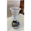 Image 8 : GLASS TORCHER STYLE TABLE LAMP AND BRASS ADJUSTABLE TABLE LAMP