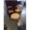 Image 1 : RATTAN FOLDING TABLE AND 2 FOLDING STOOLS