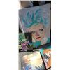 Image 2 : 3FT X 2FT PAINTING WITH 3 SMALL PAINTINGS