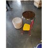 Image 1 : GLASSTOP END TABLE WITH STORAGE FOOTSTOOL AND VINTAGE