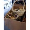 Image 2 : BOX OF DECORATIONS, WICKER BASKET, METAL BUCKET