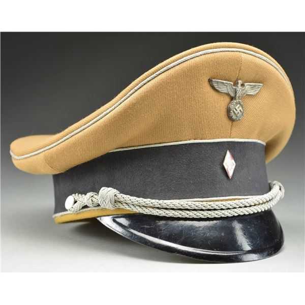 WWII GERMAN HJ HIGH LEADER’S VISOR CAP.