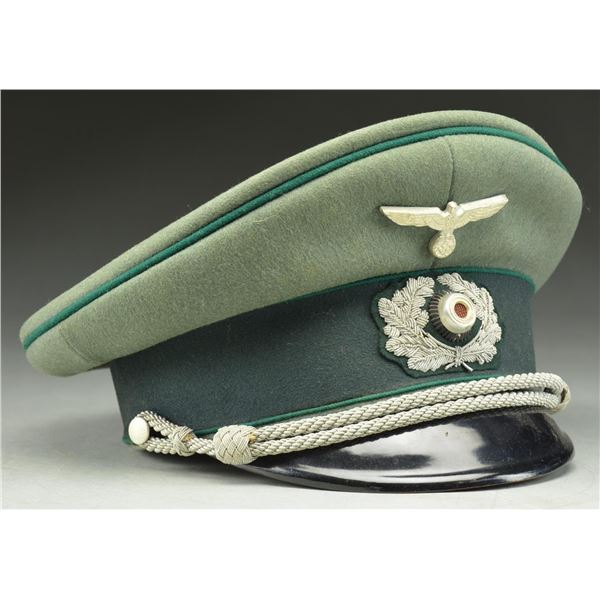 WWII GERMAN JAGER OFFICERS VISOR CAP.