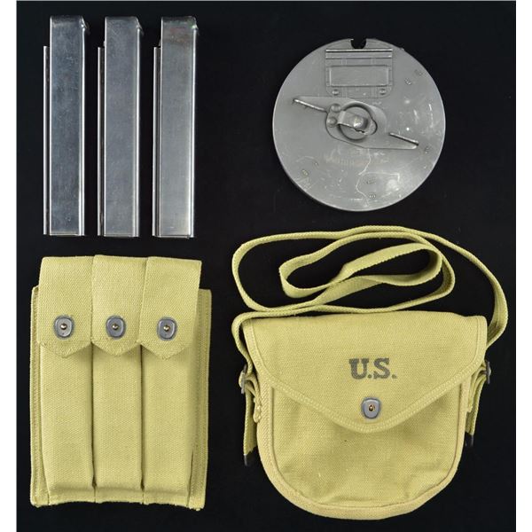 3 THOMPSON SMG STICK MAGS & 1 "L" DRUM