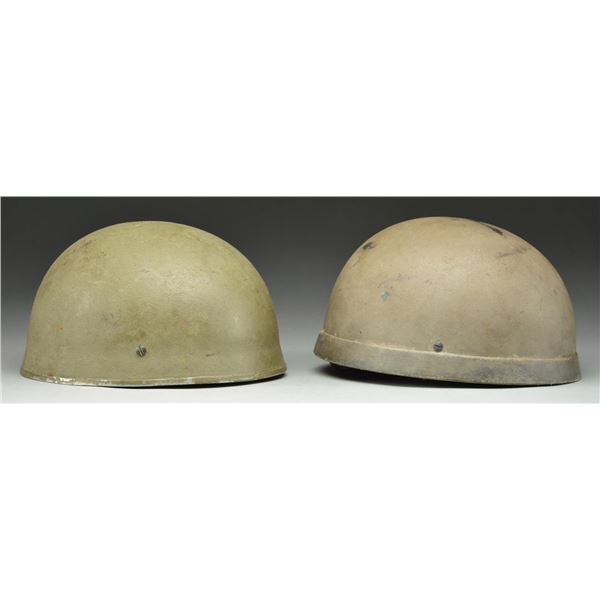 2 WWII BRITISH PARATROOPER HELMETS.
