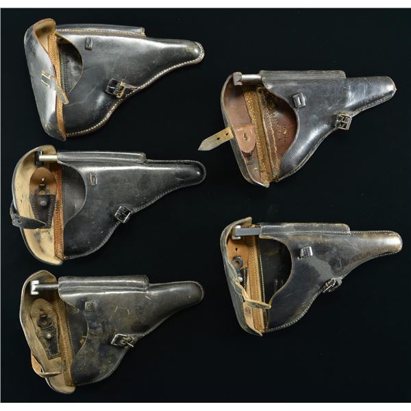 5 BLACK STANDARD LUGER FLAP HOLSTERS.