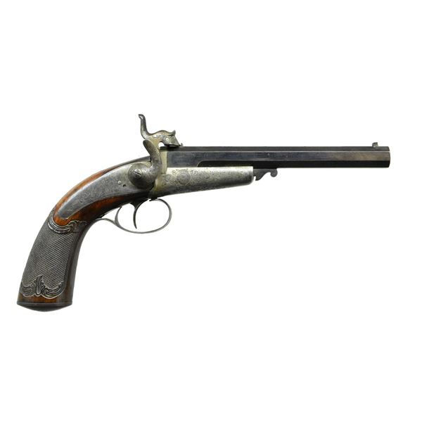 BELGIAN PINFIRE SINGLE SHOT PISTOL.