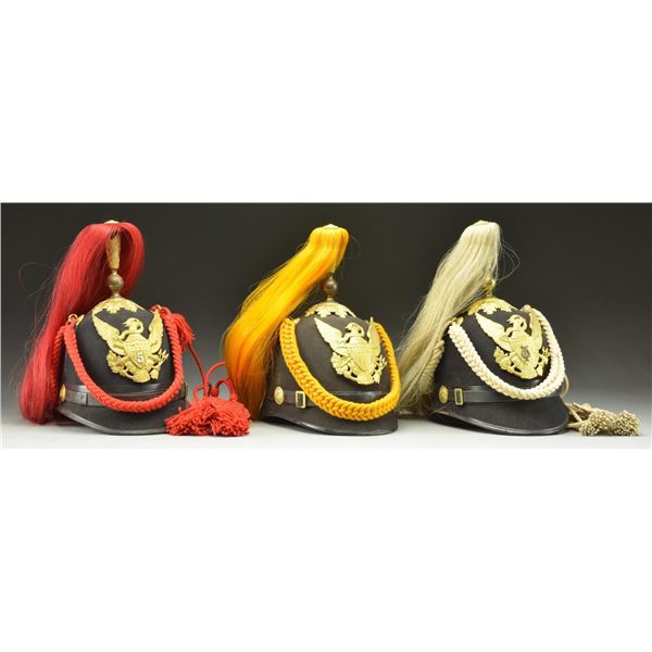 3 M1881 US PLUMED HELMETS.