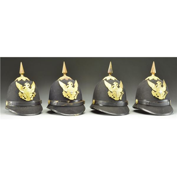 4 US M1881 SPIKE HELMETS.