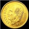 Image 1 : 1907 Mexico .1206oz Gold 5 Pesos UNCIRCULATED