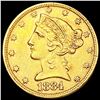 Image 1 : 1884 $5 Gold Half Eagle CLOSELY UNCIRCULATED