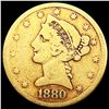 Image 1 : 1880-S $5 Gold Half Eagle NICELY CIRCULATED