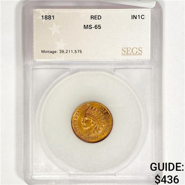 1881 Indian Head Cent SEGS MS65