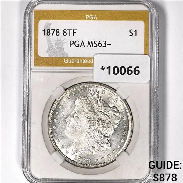 1878 8TF Morgan Silver Dollar PGA MS63+