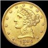 Image 1 : 1894 $5 Gold Half Eagle UNCIRCULATED