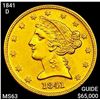 Image 1 : 1841-D $5 Gold Half Eagle CHOICE BU