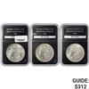 Image 1 : 1885-1887 Set (3) Morgan Silver Dollar PCS UNC