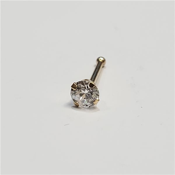 14K YELLOW GOLD CUBIC ZIRCONIA  NOSE PIN