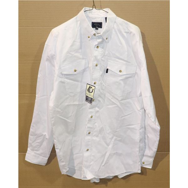 NEW ROPER COWBOY WHITE SHIRT, LARGE