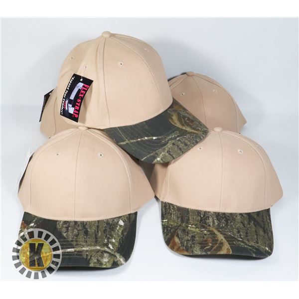 5 NEW TAN WITH CAMO BRIM ADJUSTABLE SIZE HATS