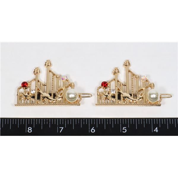 2 NEW CASTLE THEME HAIR BARRETTES