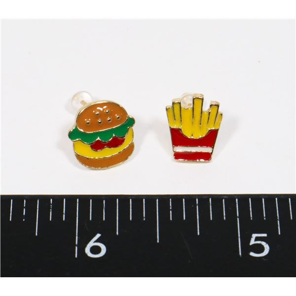 NEW HAMBURGER AND FRY STUD EARRINGS